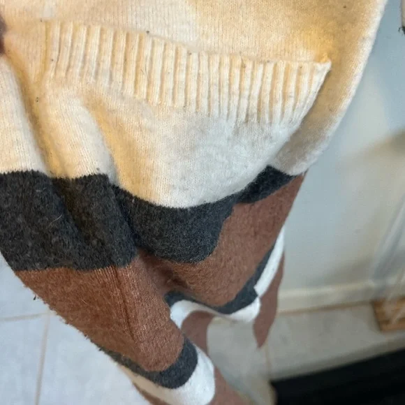 Boho Wool Long Open Cardigan Striped Cozy Sweater Size Medium - Picture 3 of 4